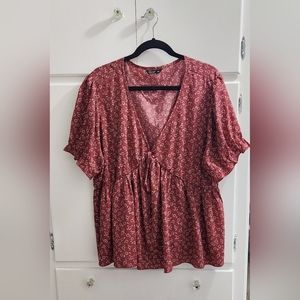 Shein floral babydoll Blouse red 3xl